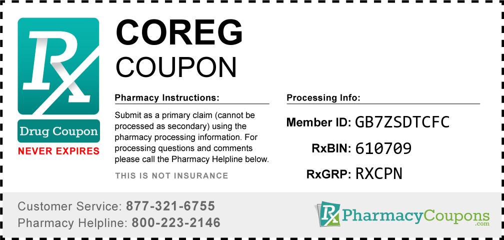 Coreg Prescription Drug Coupon with Pharmacy Savings
