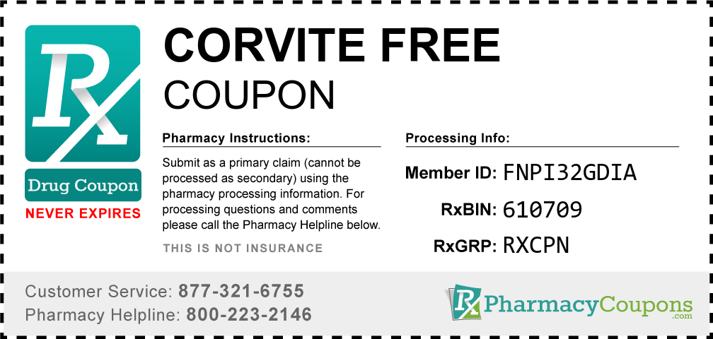 Corvite free Prescription Drug Coupon with Pharmacy Savings