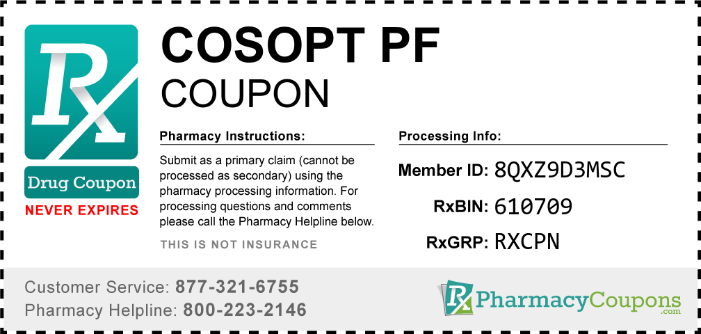 Cosopt pf Prescription Drug Coupon with Pharmacy Savings