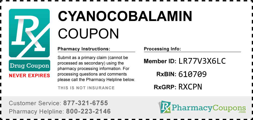 Cyanocobalamin Prescription Drug Coupon with Pharmacy Savings