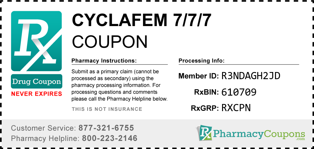 Cyclafem 7/7/7 Prescription Drug Coupon with Pharmacy Savings