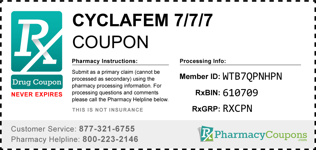 Cyclafem 7/7/7 Prescription Drug Coupon with Pharmacy Savings