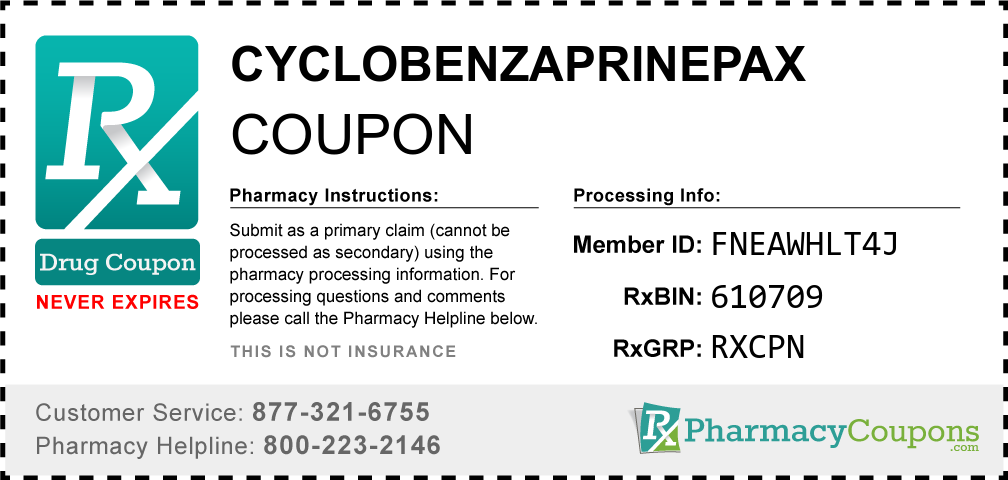 Cyclobenzaprinepax Prescription Drug Coupon with Pharmacy Savings