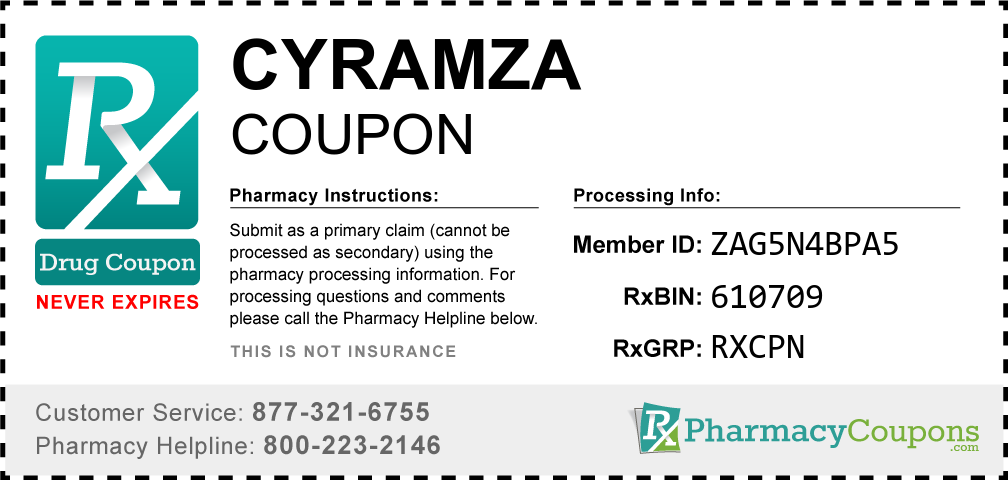 Cyramza Prescription Drug Coupon with Pharmacy Savings