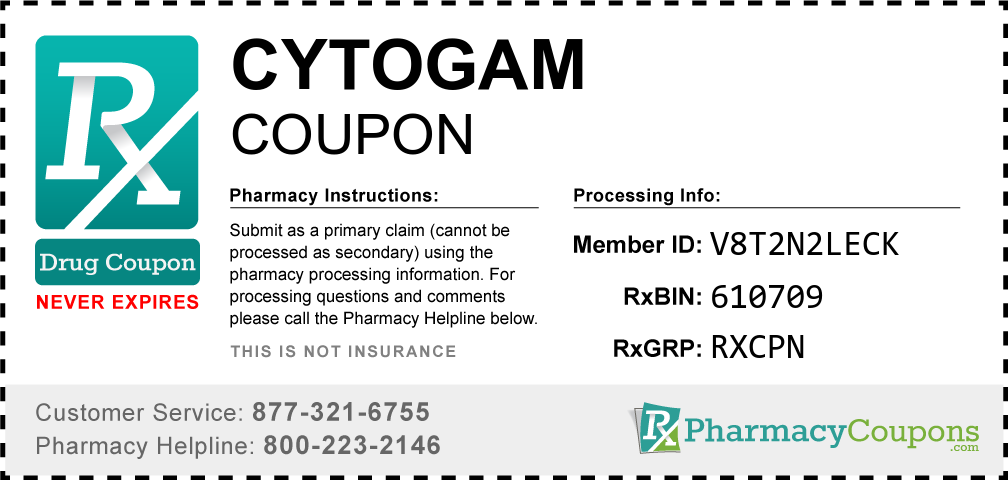 Cytogam Prescription Drug Coupon with Pharmacy Savings