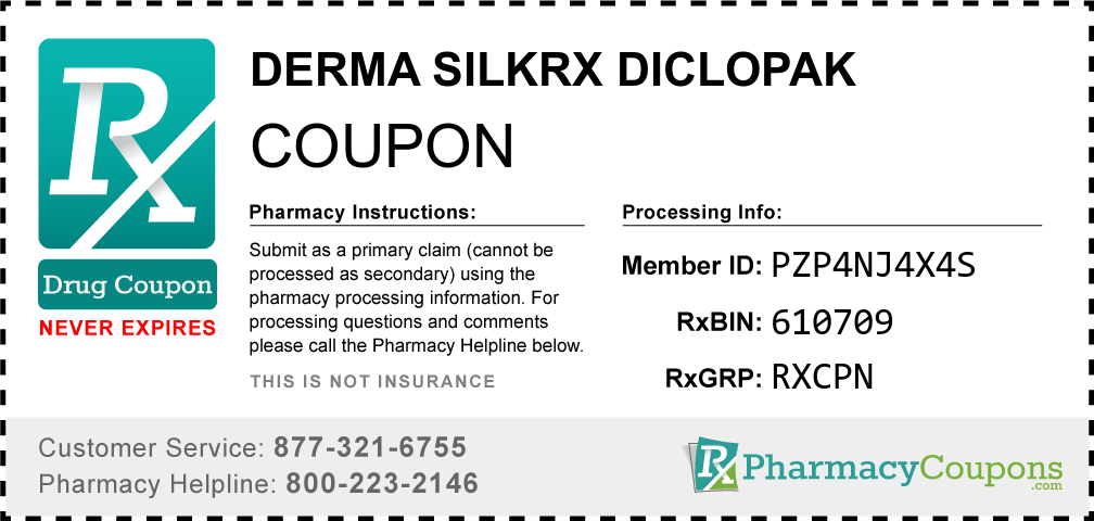 Derma silkrx diclopak Prescription Drug Coupon with Pharmacy Savings