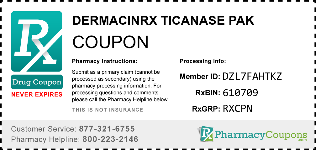Dermacinrx ticanase pak Prescription Drug Coupon with Pharmacy Savings