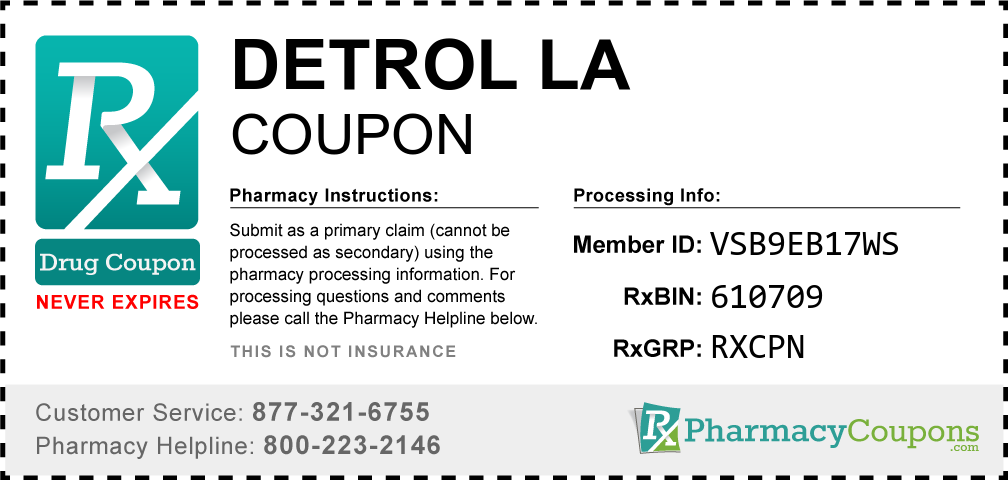 Detrol la Prescription Drug Coupon with Pharmacy Savings