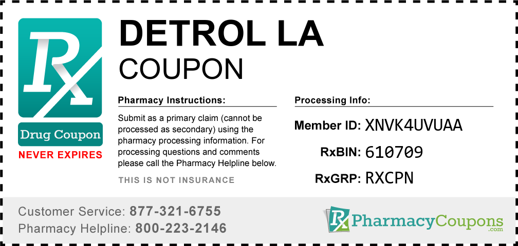 Detrol la Prescription Drug Coupon with Pharmacy Savings