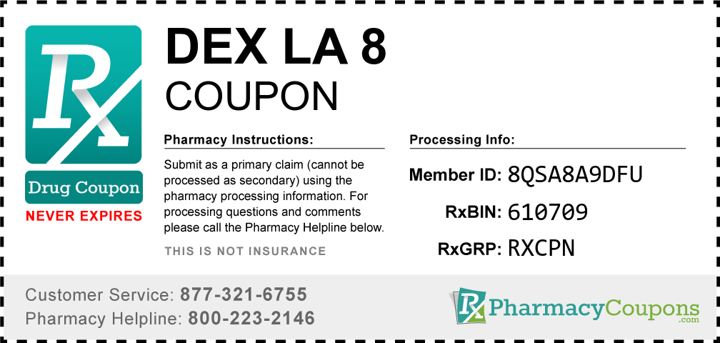 Dex la 8 Prescription Drug Coupon with Pharmacy Savings
