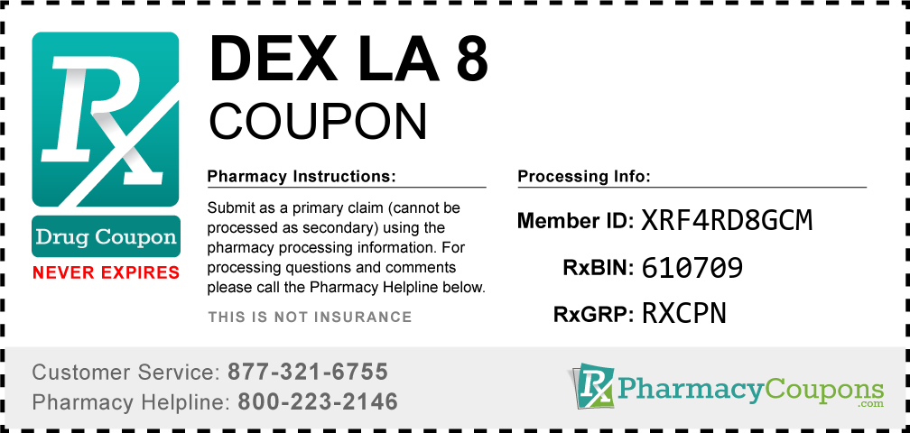 Dex la 8 Prescription Drug Coupon with Pharmacy Savings