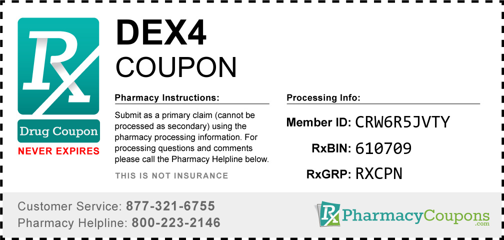 Dex4 Prescription Drug Coupon with Pharmacy Savings