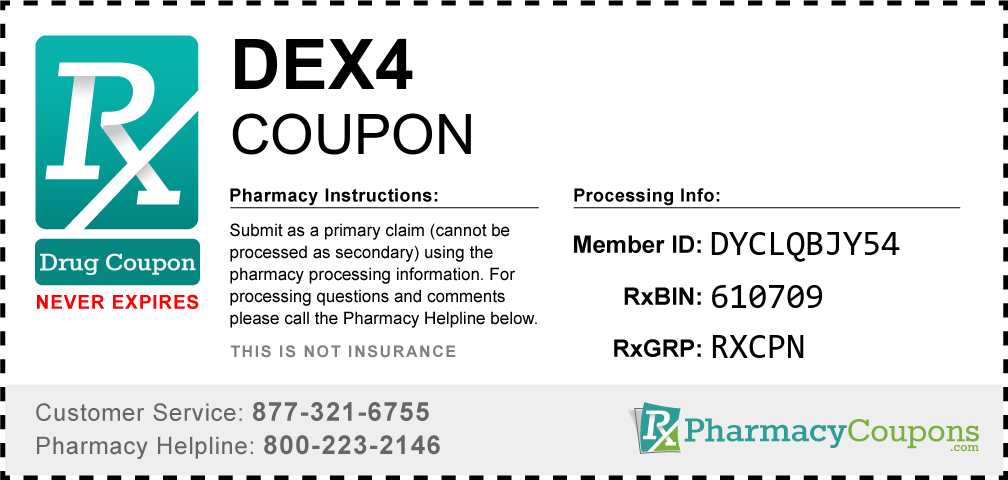 Dex4 Prescription Drug Coupon with Pharmacy Savings