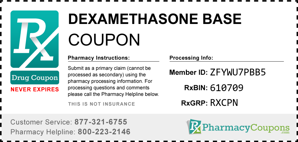 Dexamethasone base Prescription Drug Coupon with Pharmacy Savings