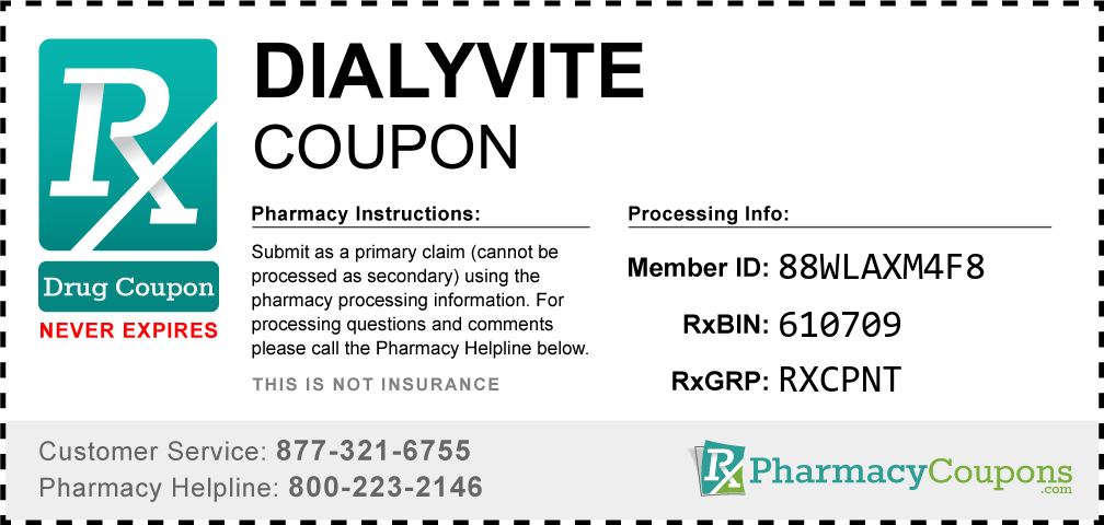 Dialyvite Prescription Drug Coupon with Pharmacy Savings