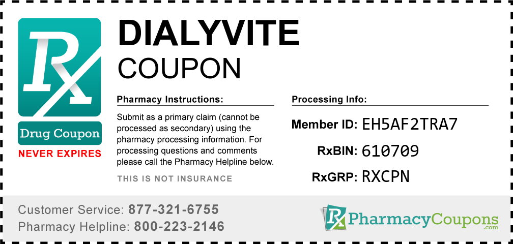 Dialyvite Prescription Drug Coupon with Pharmacy Savings