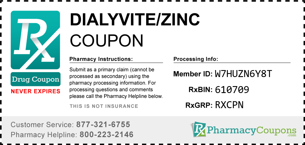 Dialyvite/zinc Prescription Drug Coupon with Pharmacy Savings