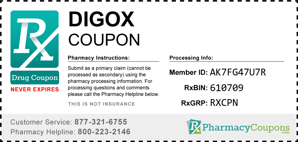 Digox Prescription Drug Coupon with Pharmacy Savings