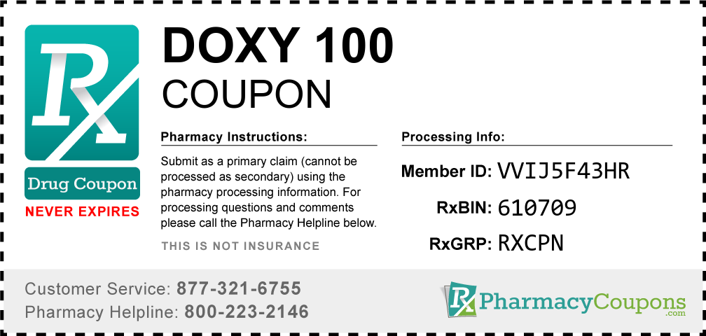 Doxy 100 Prescription Drug Coupon with Pharmacy Savings
