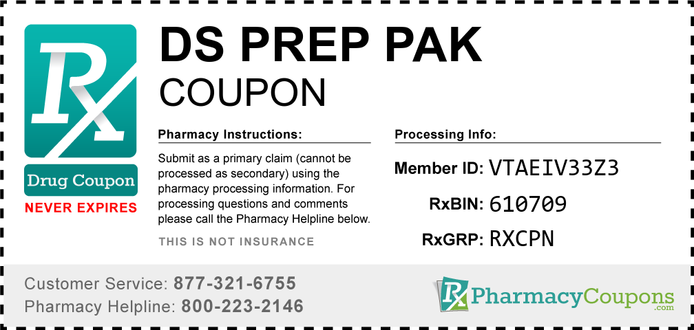 Ds prep pak Prescription Drug Coupon with Pharmacy Savings