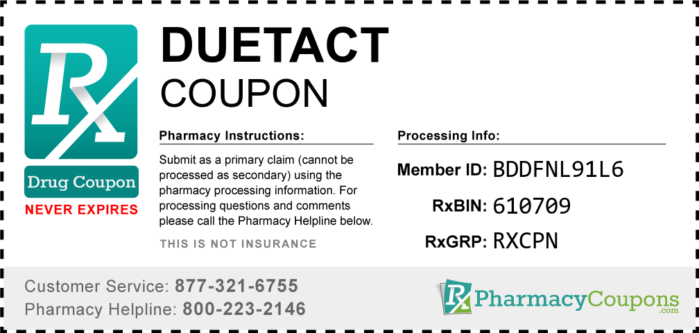Duetact Prescription Drug Coupon with Pharmacy Savings