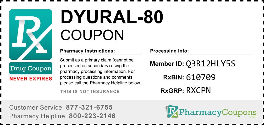 Dyural-80 Prescription Drug Coupon with Pharmacy Savings