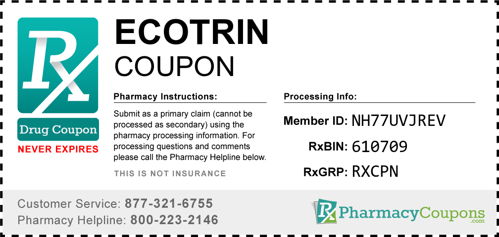 Ecotrin Prescription Drug Coupon with Pharmacy Savings