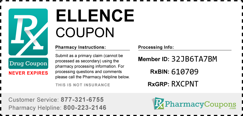Ellence Prescription Drug Coupon with Pharmacy Savings