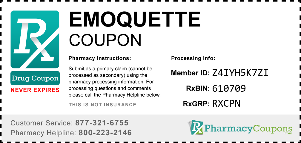 Emoquette Prescription Drug Coupon with Pharmacy Savings