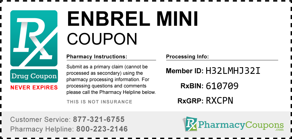 Enbrel mini Prescription Drug Coupon with Pharmacy Savings