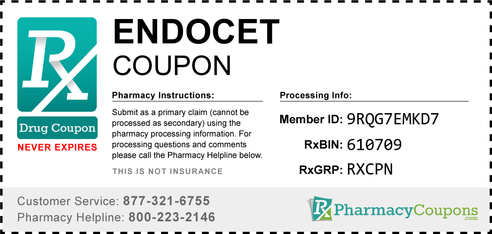 Endocet Prescription Drug Coupon with Pharmacy Savings