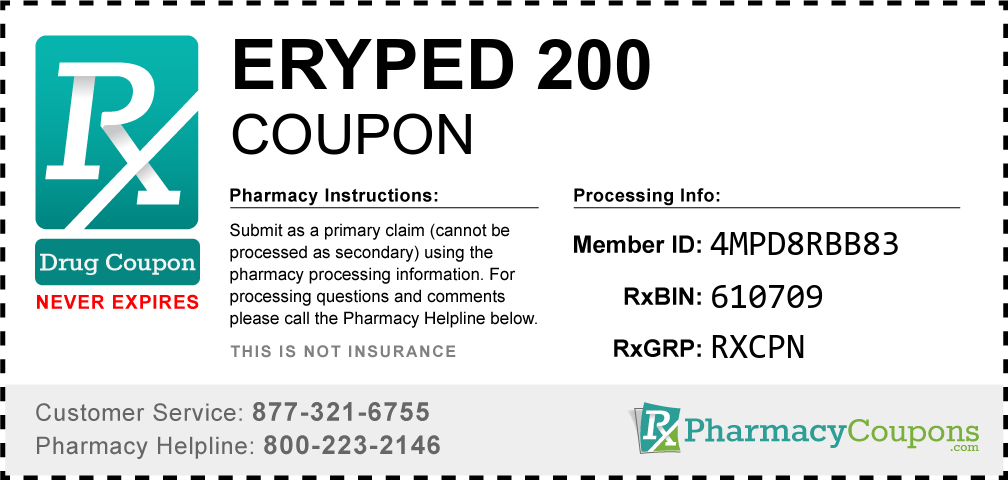 Eryped 200 Prescription Drug Coupon with Pharmacy Savings