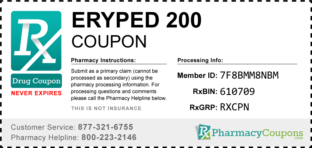 Eryped 200 Prescription Drug Coupon with Pharmacy Savings