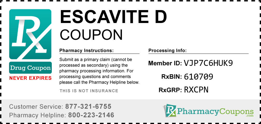 Escavite d Prescription Drug Coupon with Pharmacy Savings