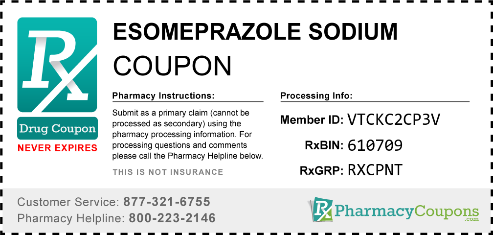 Esomeprazole sodium Prescription Drug Coupon with Pharmacy Savings