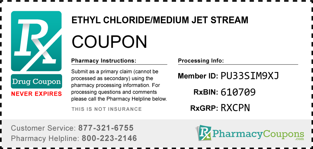 Ethyl chloride/medium jet stream Prescription Drug Coupon with Pharmacy Savings