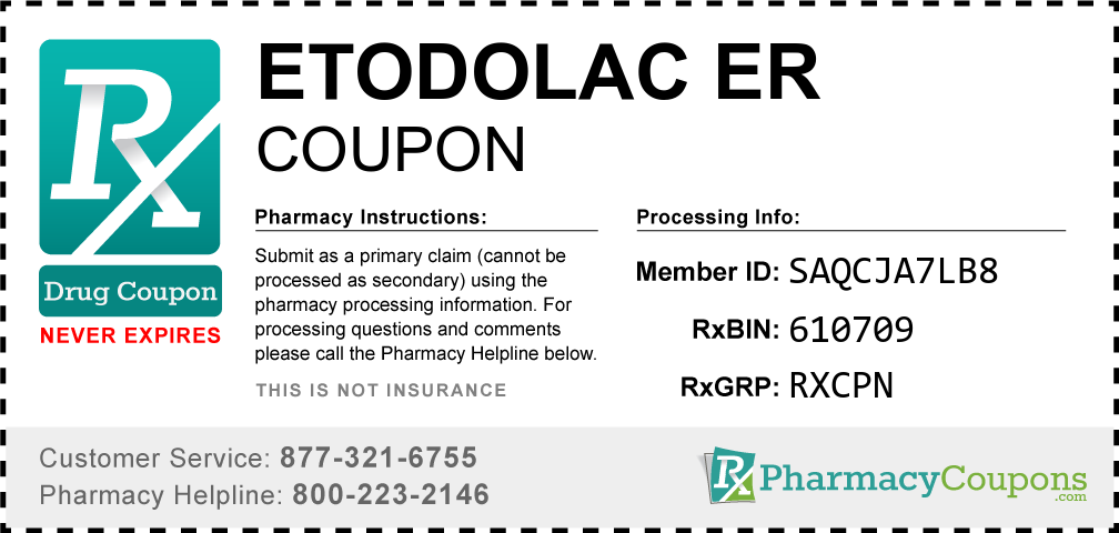 Etodolac er Prescription Drug Coupon with Pharmacy Savings