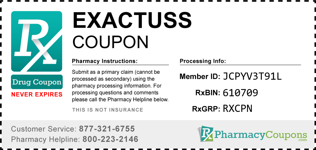 Exactuss Prescription Drug Coupon with Pharmacy Savings