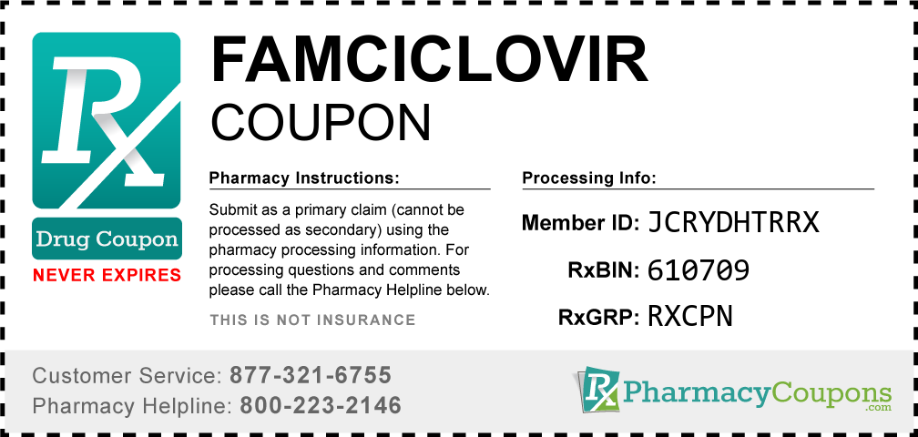 Famciclovir Prescription Drug Coupon with Pharmacy Savings