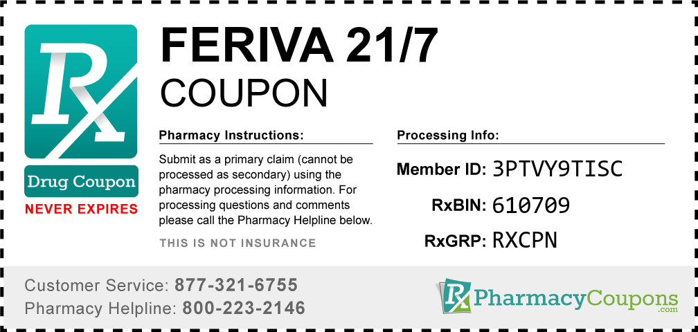 Feriva 21/7 Prescription Drug Coupon with Pharmacy Savings