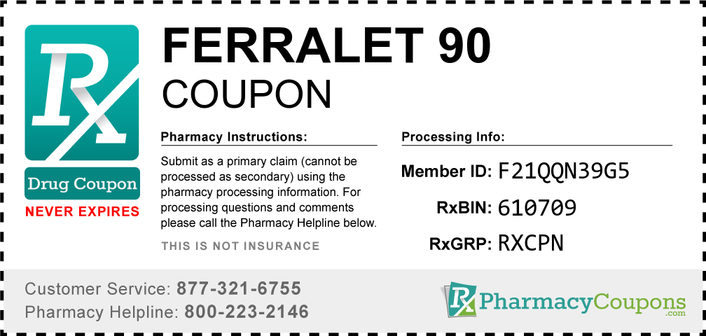 Ferralet 90 Prescription Drug Coupon with Pharmacy Savings