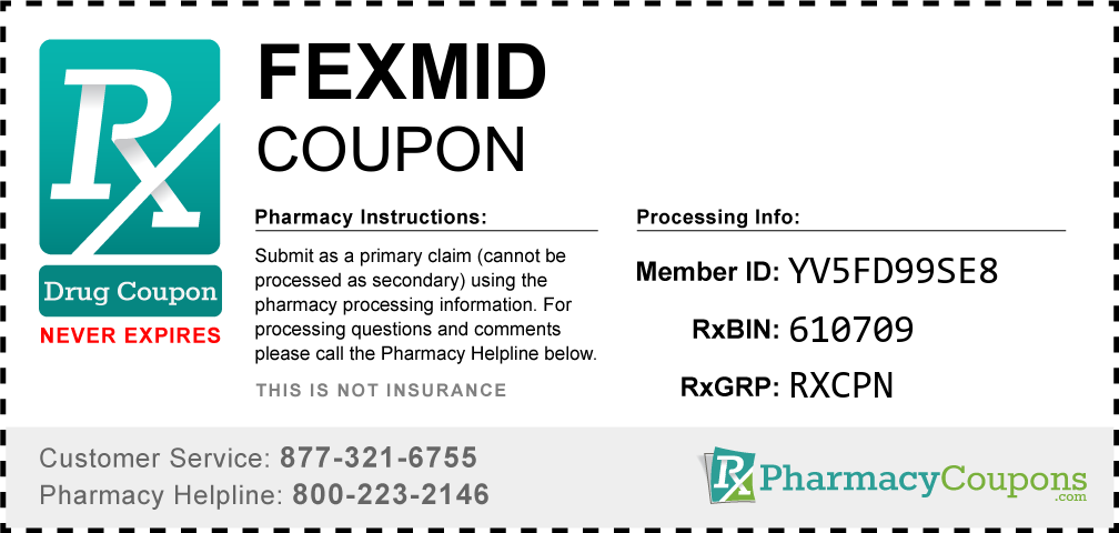 Fexmid Prescription Drug Coupon with Pharmacy Savings