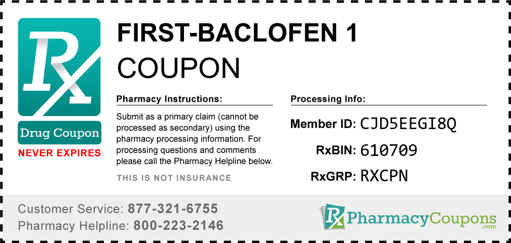 First-baclofen 1 Prescription Drug Coupon with Pharmacy Savings