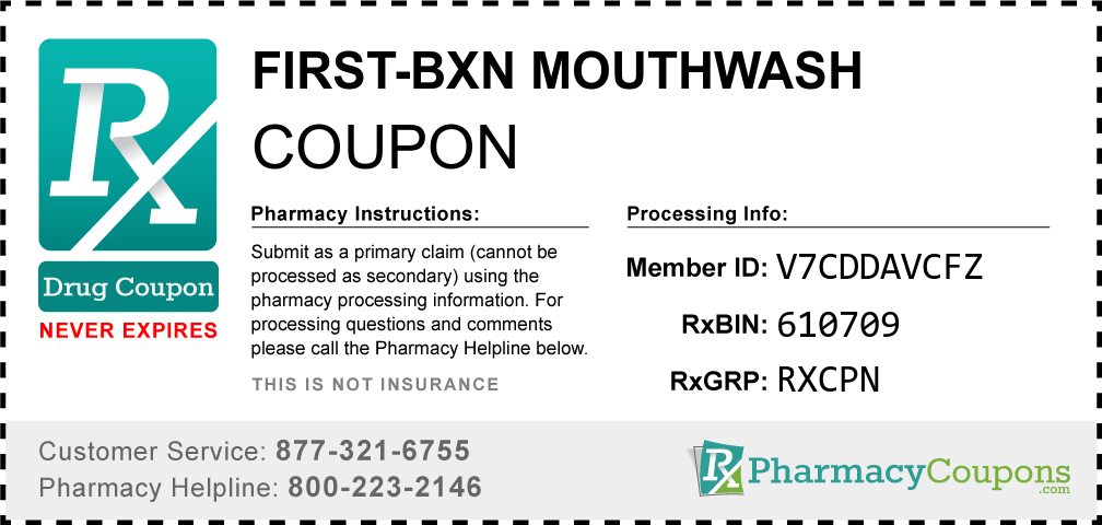 First-bxn mouthwash Prescription Drug Coupon with Pharmacy Savings