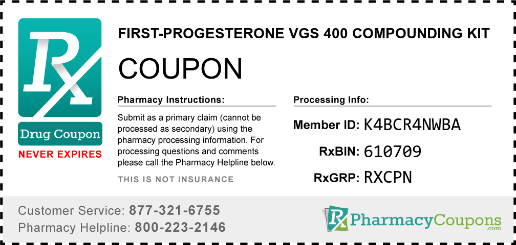 First-progesterone vgs 400 compounding kit Prescription Drug Coupon with Pharmacy Savings