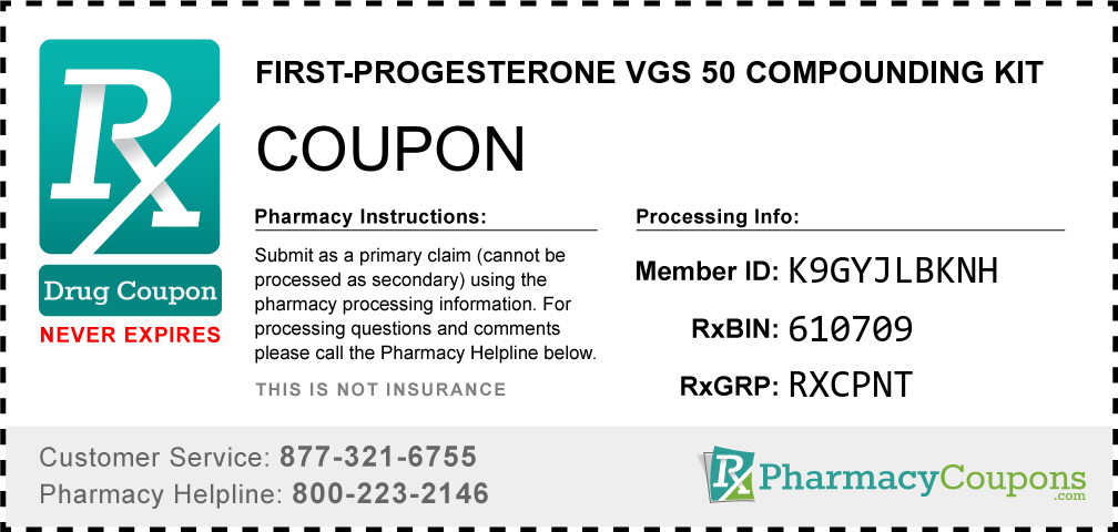 First-progesterone vgs 50 compounding kit Prescription Drug Coupon with Pharmacy Savings