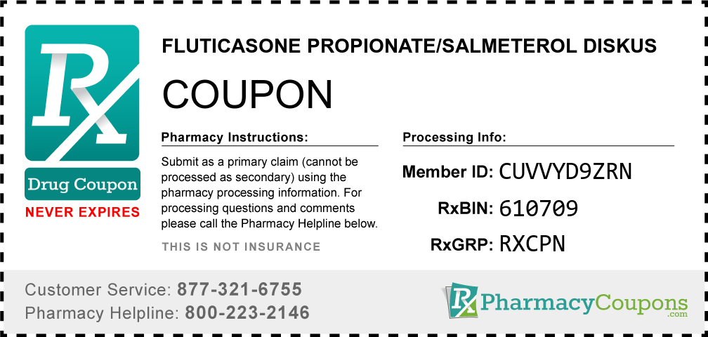 Fluticasone propionate/salmeterol diskus Prescription Drug Coupon with Pharmacy Savings