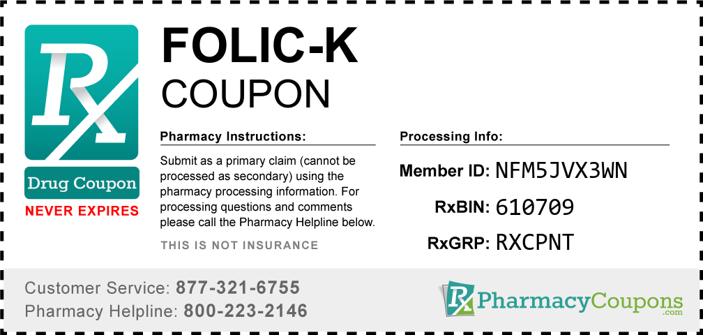Folic-k Prescription Drug Coupon with Pharmacy Savings
