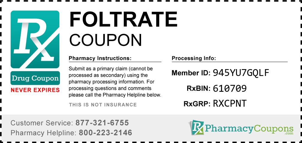 Foltrate Prescription Drug Coupon with Pharmacy Savings
