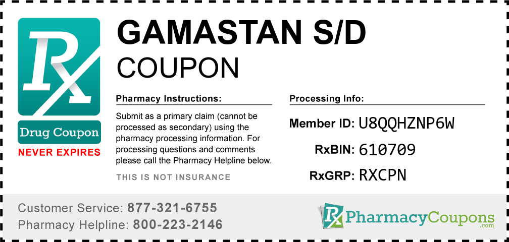 Gamastan s/d Prescription Drug Coupon with Pharmacy Savings